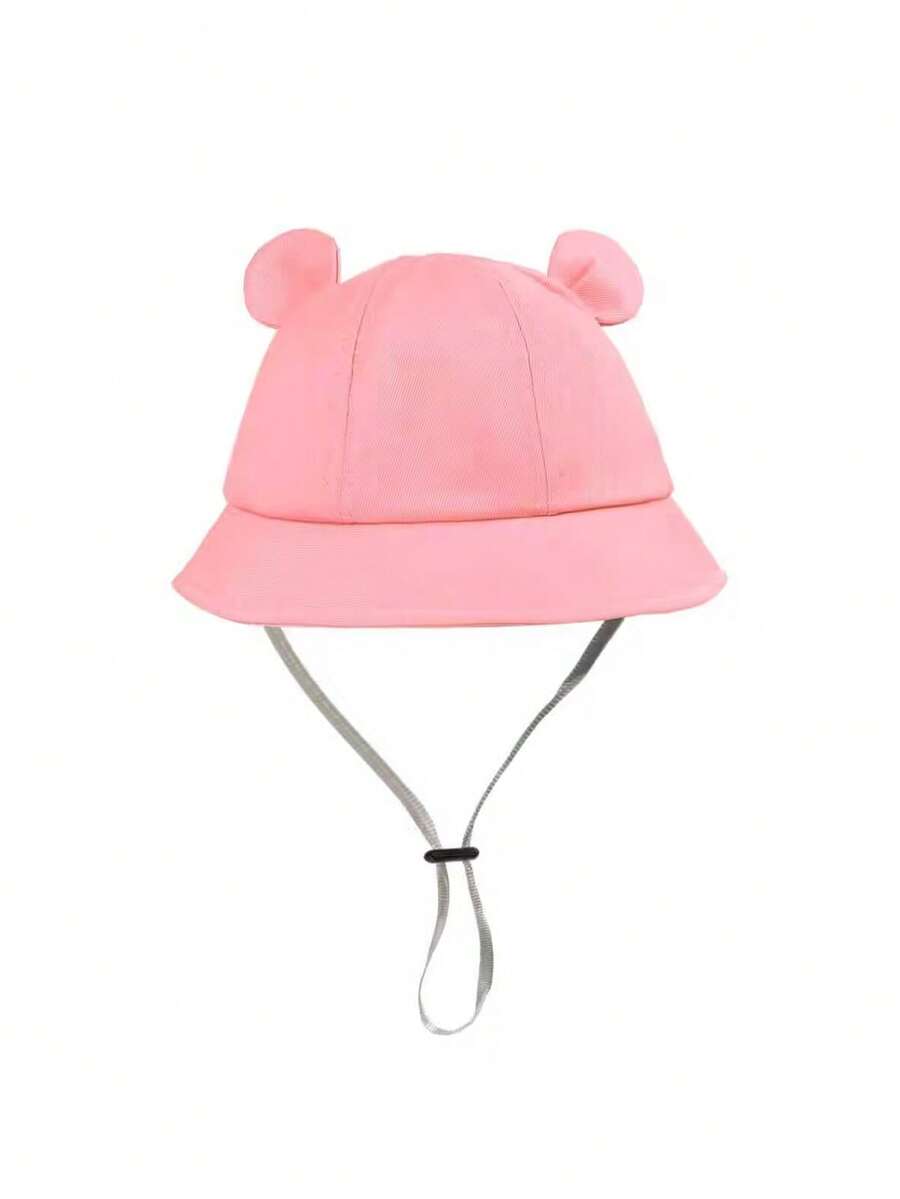 1pc Cute Ear Design Drawstring Bucket Hat for Infant Daily Wear