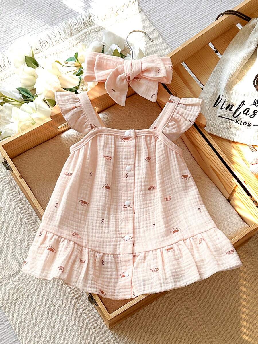 Newborn Girl Casual Chic Dress - Sleeveless Summer Vintage Style