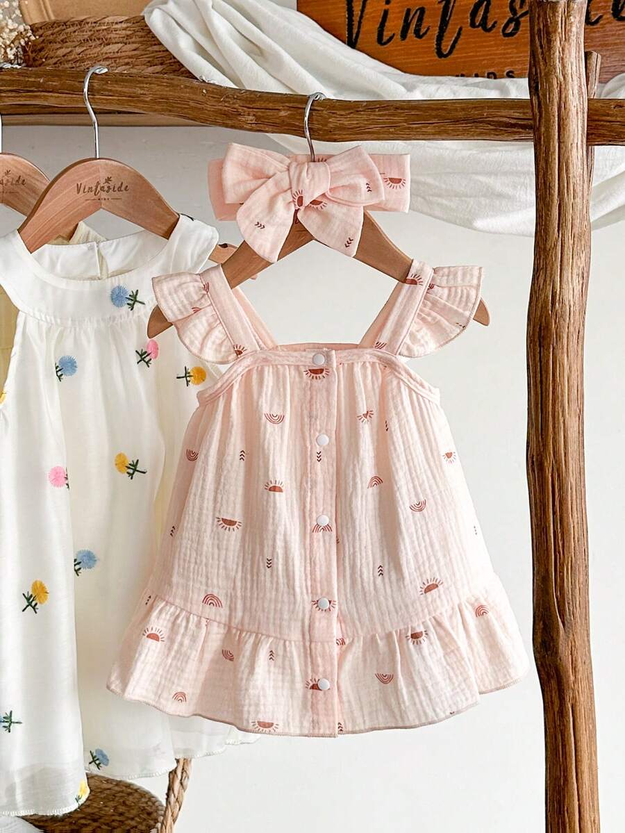 Newborn Girl Casual Chic Dress - Sleeveless Summer Vintage Style