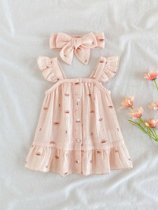 Newborn Girl Casual Chic Dress - Sleeveless Summer Vintage Style