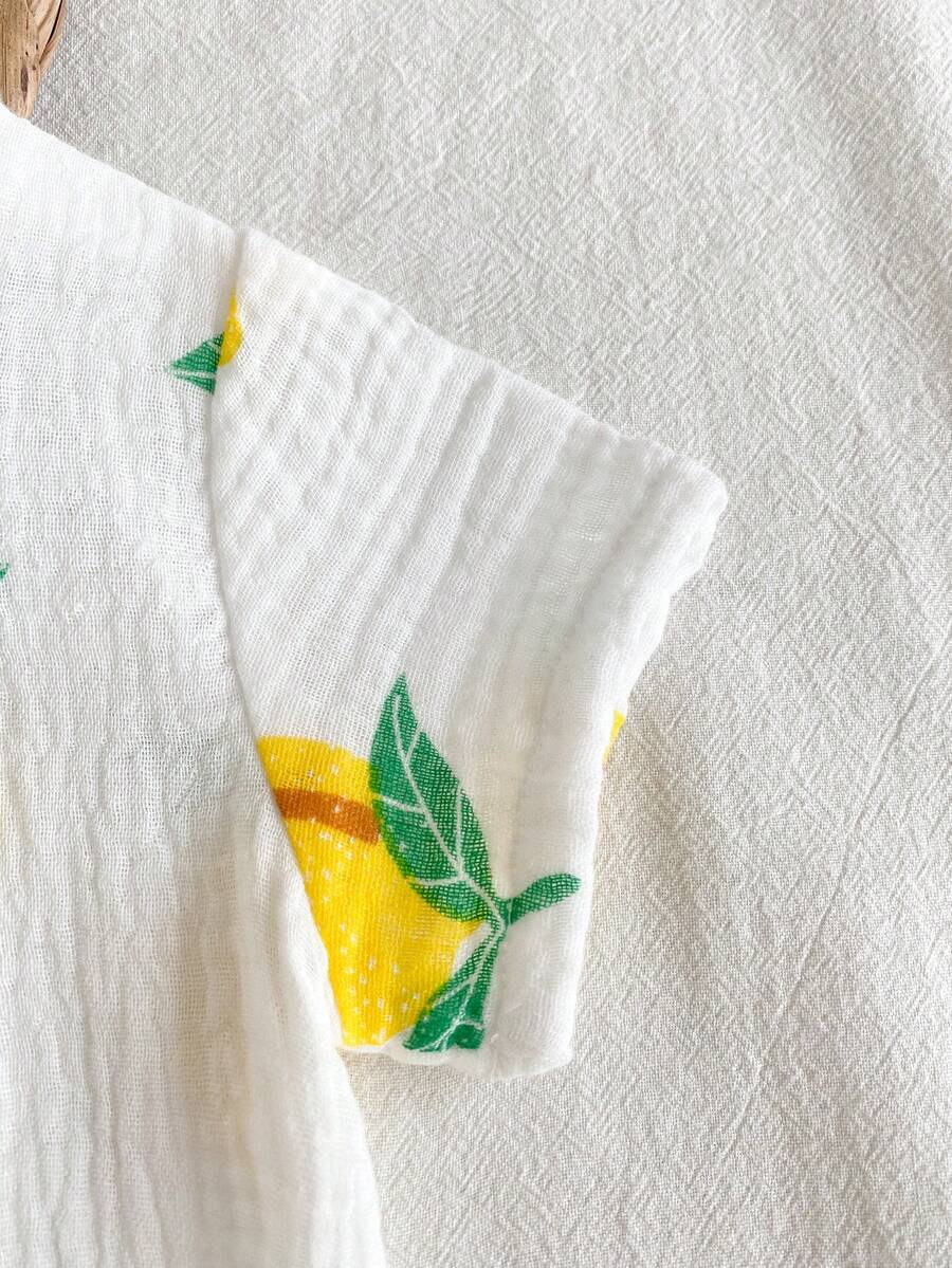 Baby Lemon Print Romper Pants for Casual Summer Daily Wear and Playtime