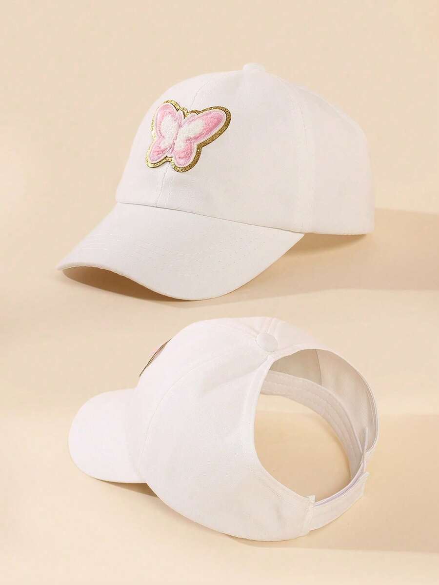 Butterfly Patch Ponytail Baseball Cap for Kids Summer Outdoor Wear