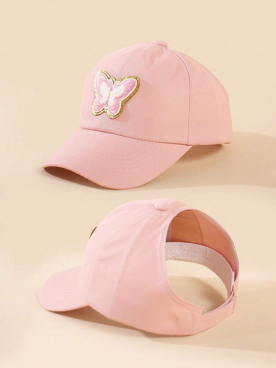 Butterfly Patch Ponytail Baseball Cap for Kids Summer Outdoor Wear