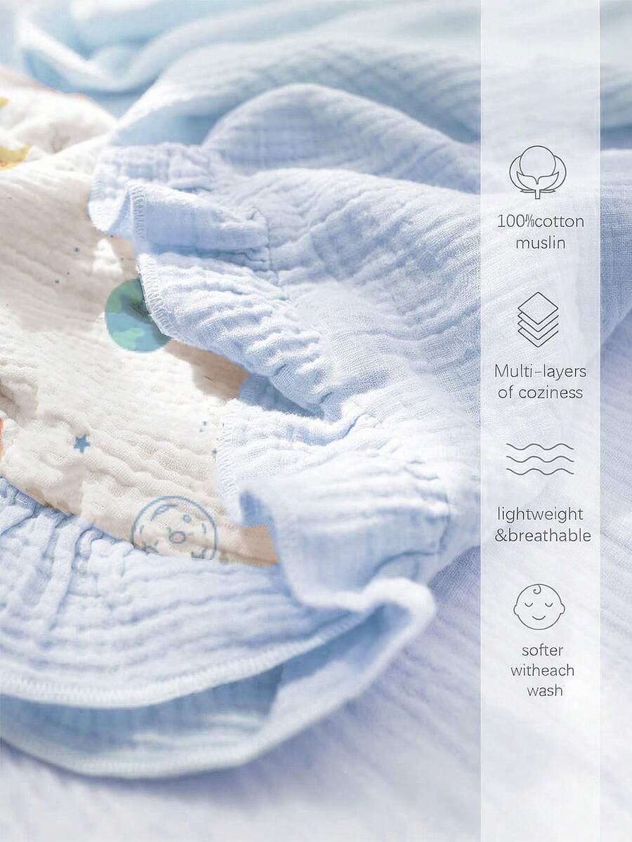 Floral Baby Cotton Blanket Soft Ruffle Edge Receiving Blanket for Newborns and Infants