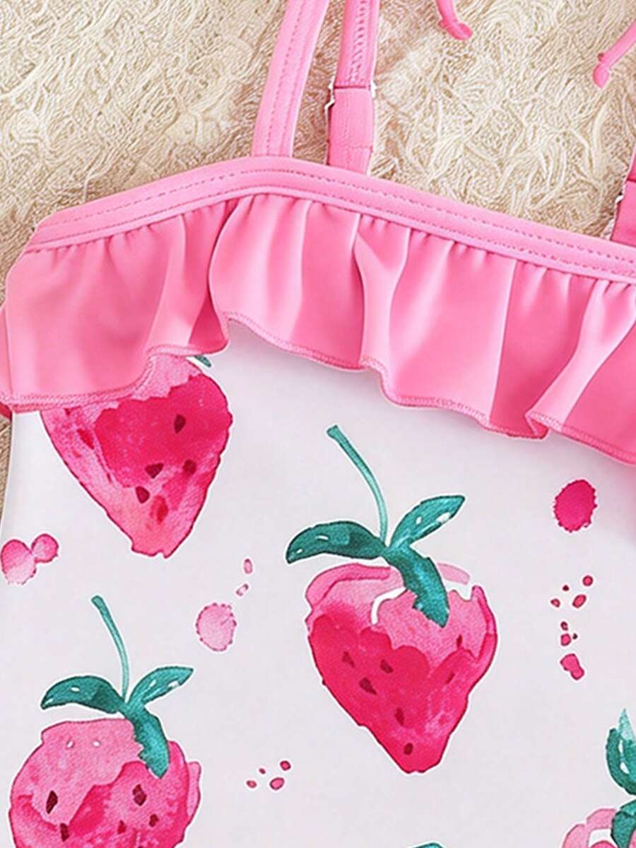 Baby Minimalist Print One-Piece Swimsuit for Daily Summer Beach and Pool Wear