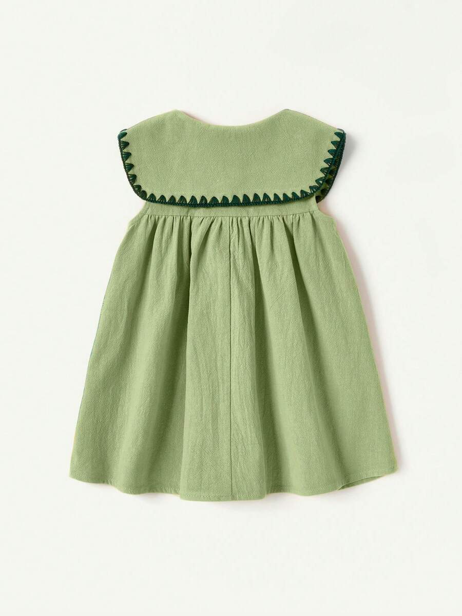 Ruffle Collar Floral Print Sleeveless Dress for Baby Girls
