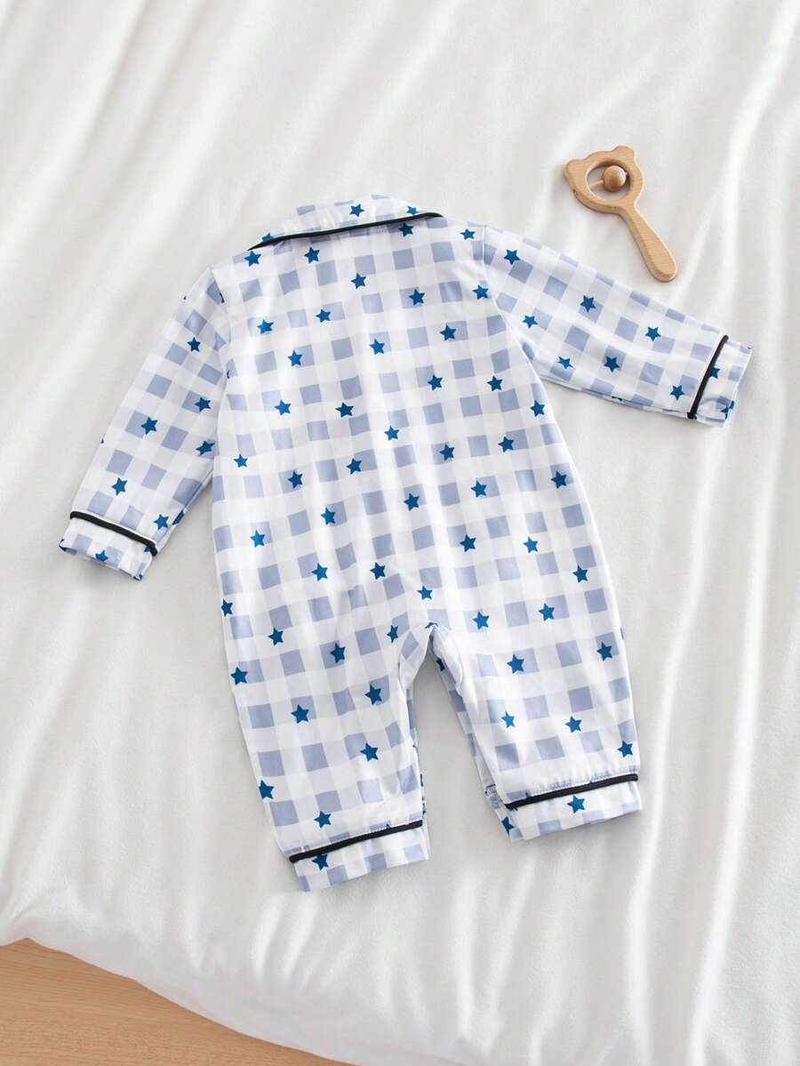 Cartoon Dinosaur Print Baby Romper Pajamas with Drawstring Trim for Comfortable Daily Wear