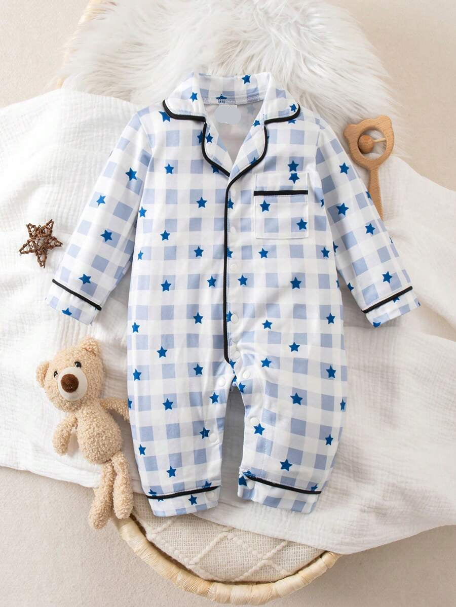 Cartoon Dinosaur Print Baby Romper Pajamas with Drawstring Trim for Comfortable Daily Wear