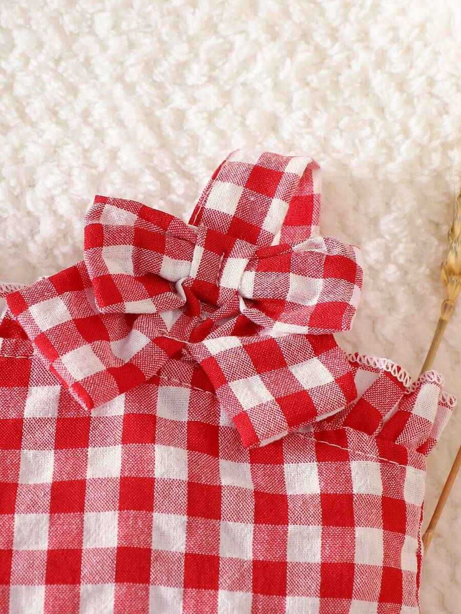2PCS Baby Strawberry Embroidered Strap Top and Shorts Set for Cute Summer Vacations and Photoshoots