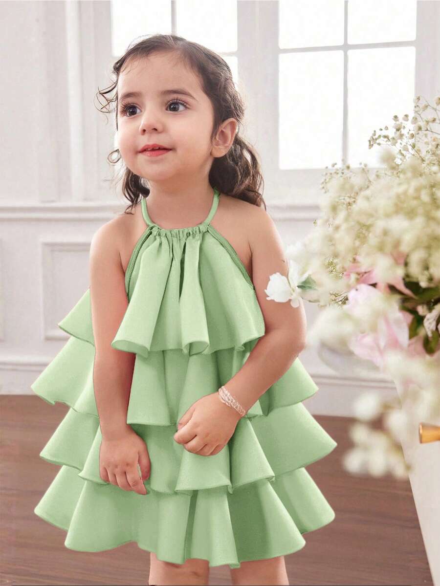 Toddler Girls Sleeveless Floral Sundress With Ruffle Detail Cute Party Wear