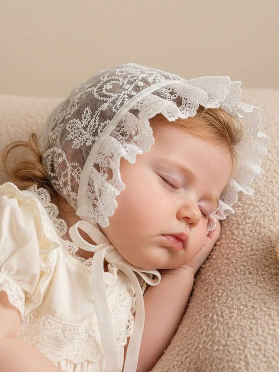 1pc Vintage Embroidered Regal Style Bonnet for Baby Daily Wear