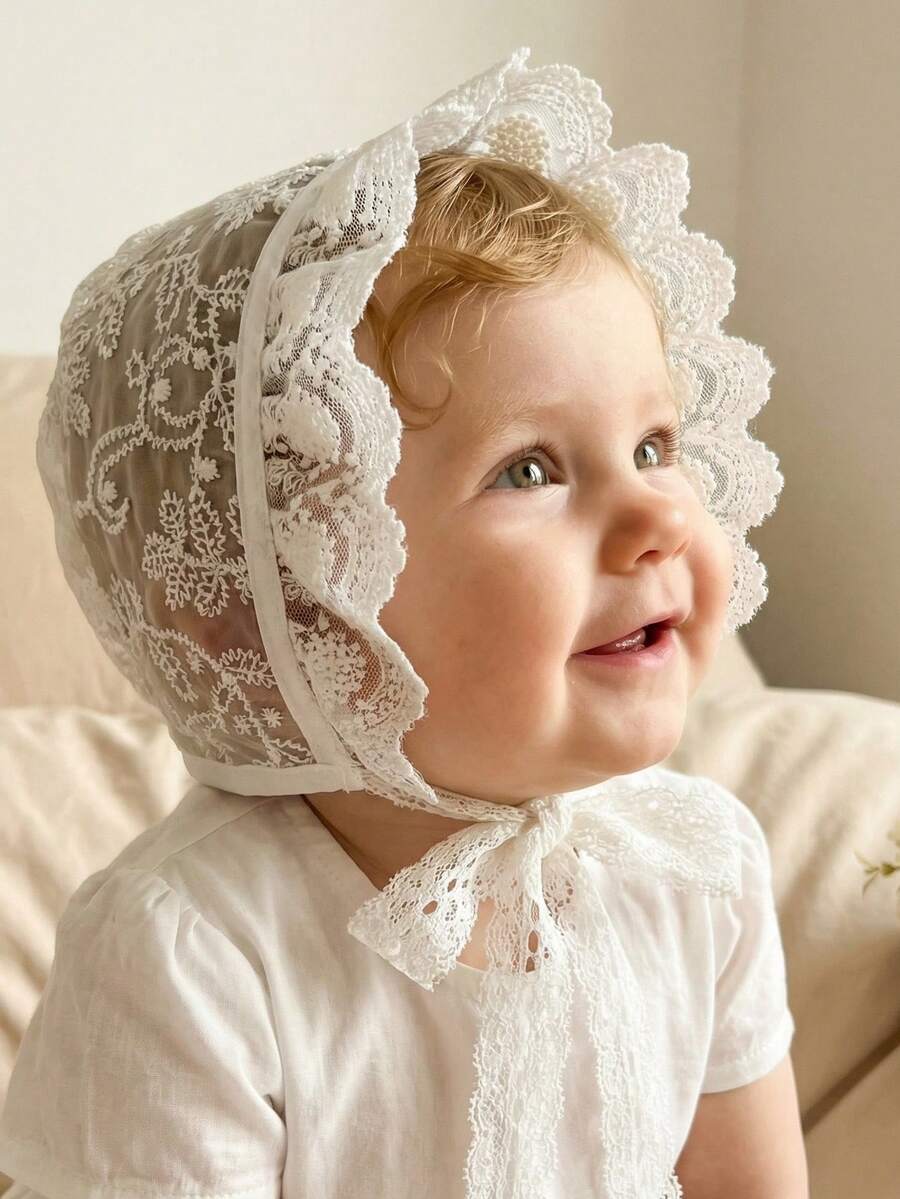 1pc Vintage Embroidered Regal Style Bonnet for Baby Daily Wear