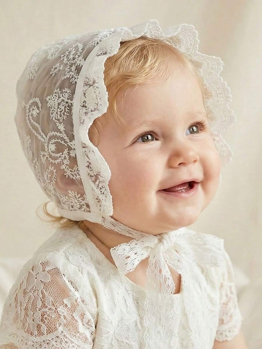 1pc Vintage Embroidered Regal Style Bonnet for Baby Daily Wear