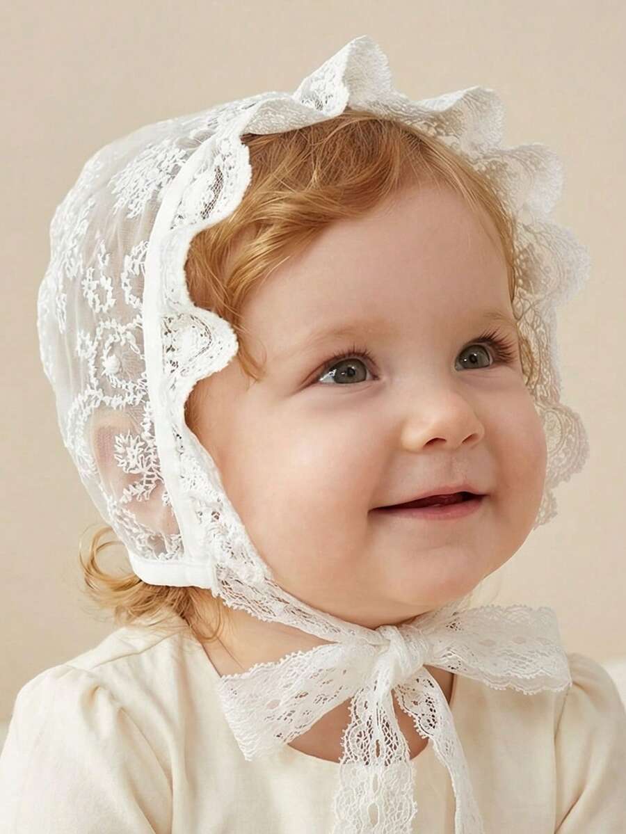 1pc Vintage Embroidered Regal Style Bonnet for Baby Daily Wear