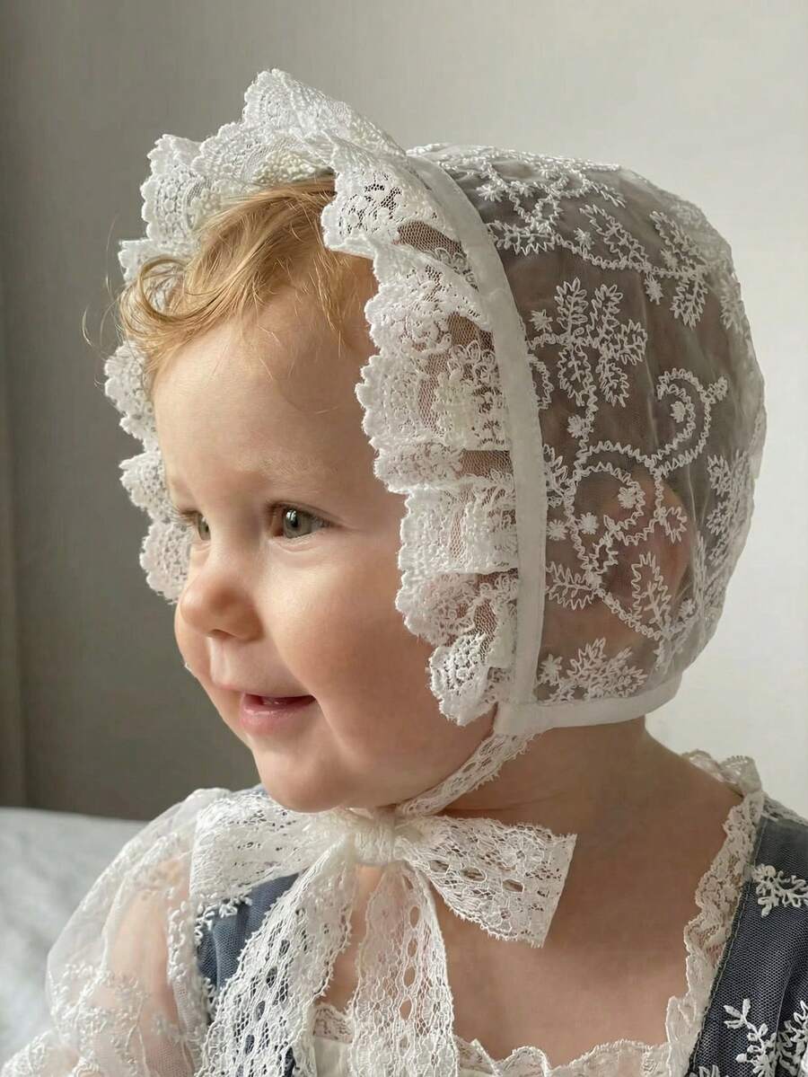 1pc Vintage Embroidered Regal Style Bonnet for Baby Daily Wear