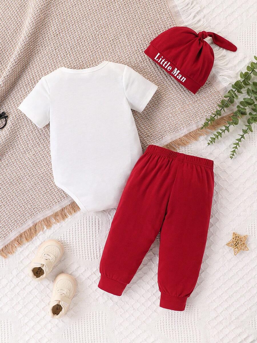 Cute Baby Boy Letter Print Bodysuit & Sweatpants Matching Set for Spring Summer