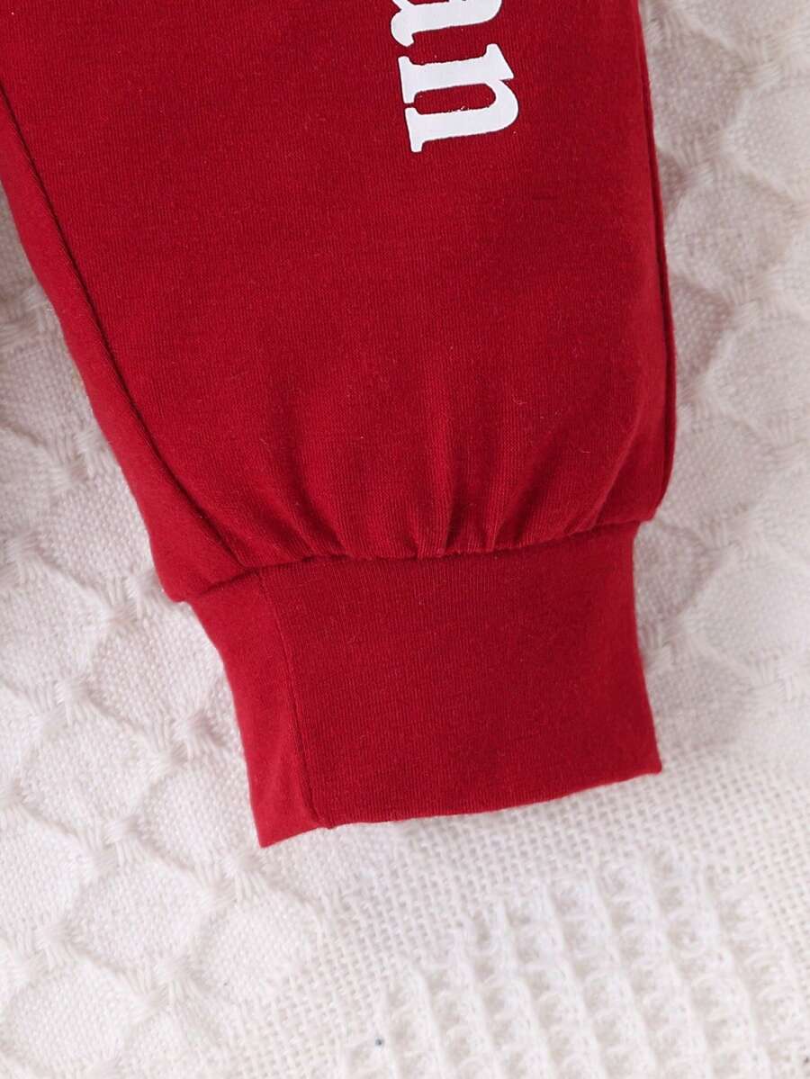Cute Baby Boy Letter Print Bodysuit & Sweatpants Matching Set for Spring Summer