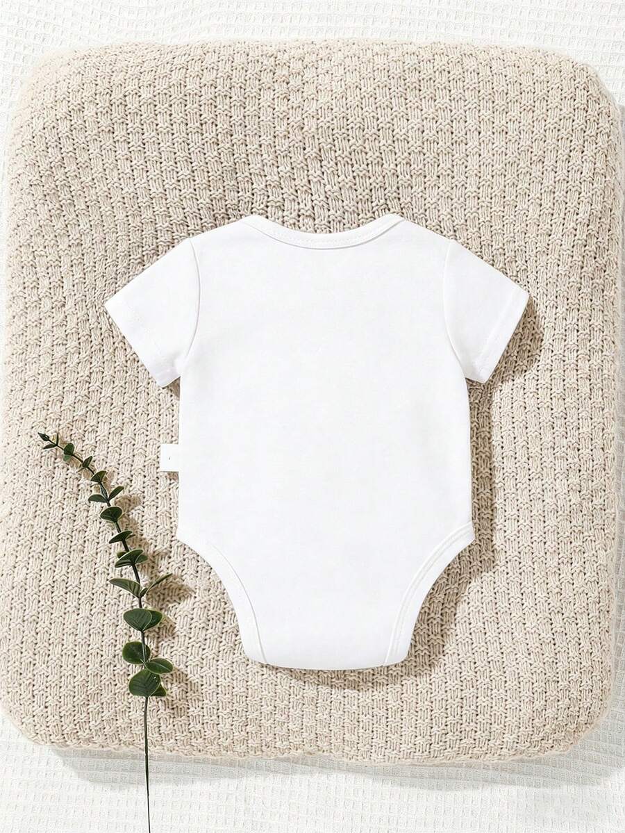 Baby Boy Dad and Me Fist Bump Print Short Sleeve Bodysuit Casual Spring Summer Outfit