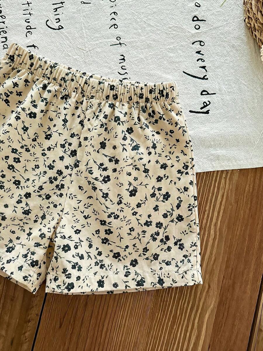 Plaid Bow Decor Outfit Set For Baby Girls Cute Ruffle Hem Summer Wear