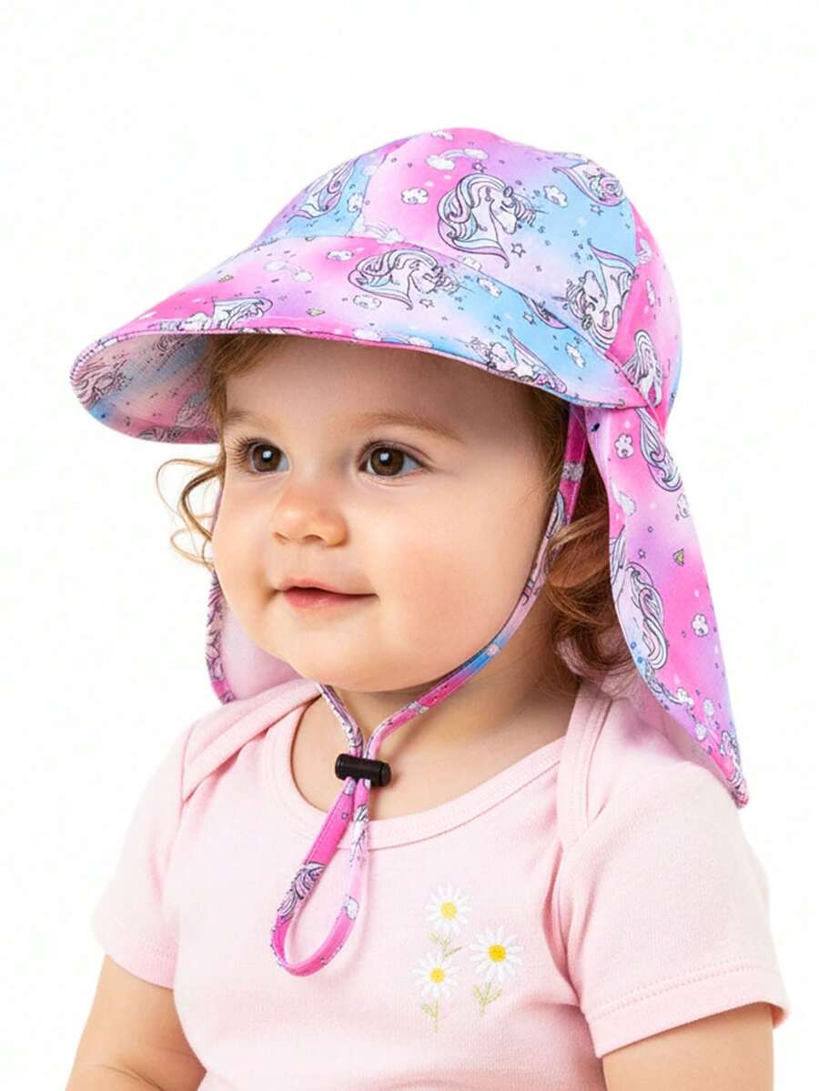 Kids Breathable Mesh Sun Hat Cartoon Animal Print UV Protection Outdoor Bucket Hat for Toddlers