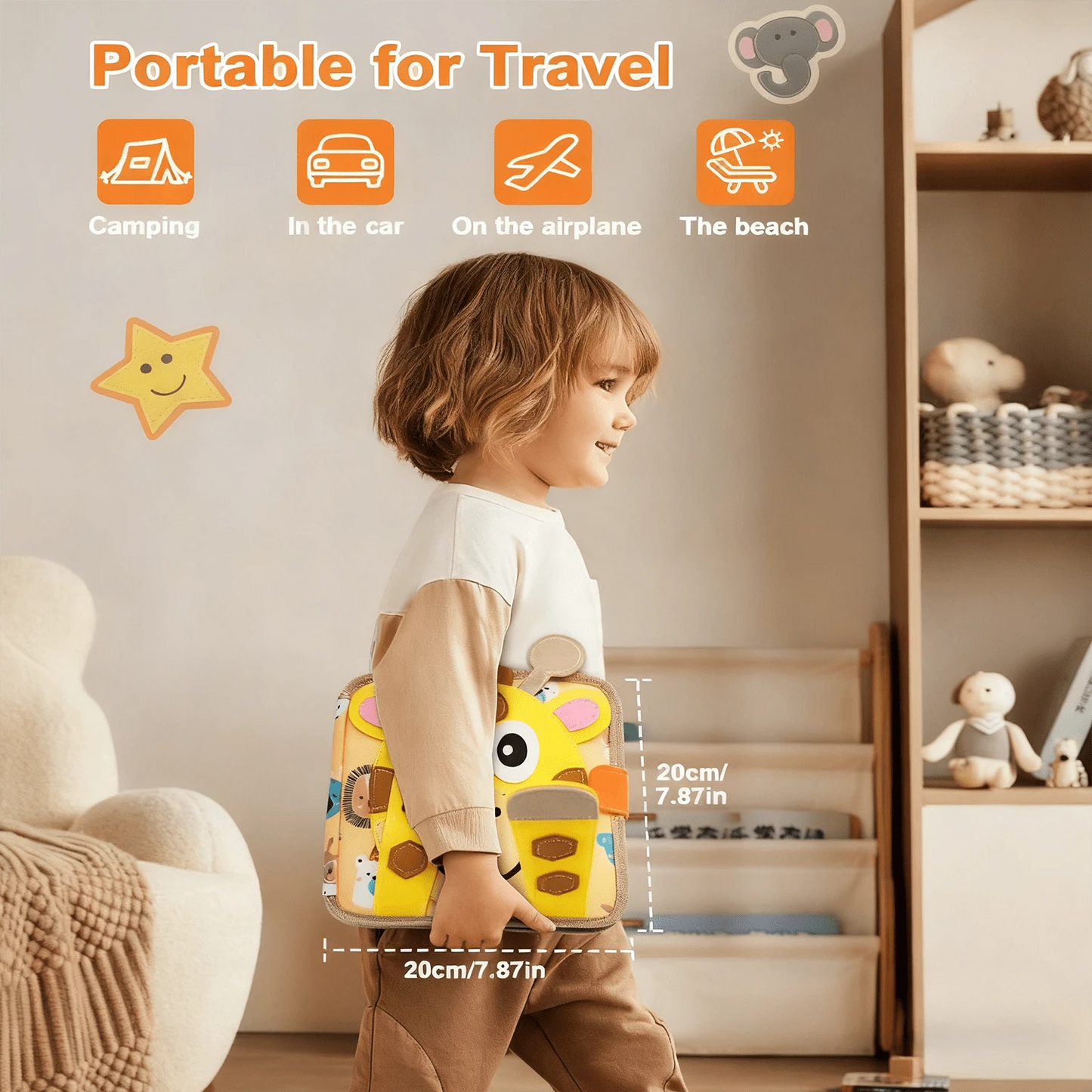Montessori Giraffe Busy Book Sensory Learning Activity Book Fine Motor Skills Toy for Toddlers