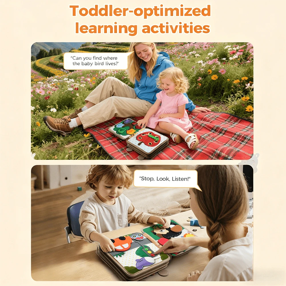 Montessori Giraffe Busy Book Sensory Learning Activity Book Fine Motor Skills Toy for Toddlers