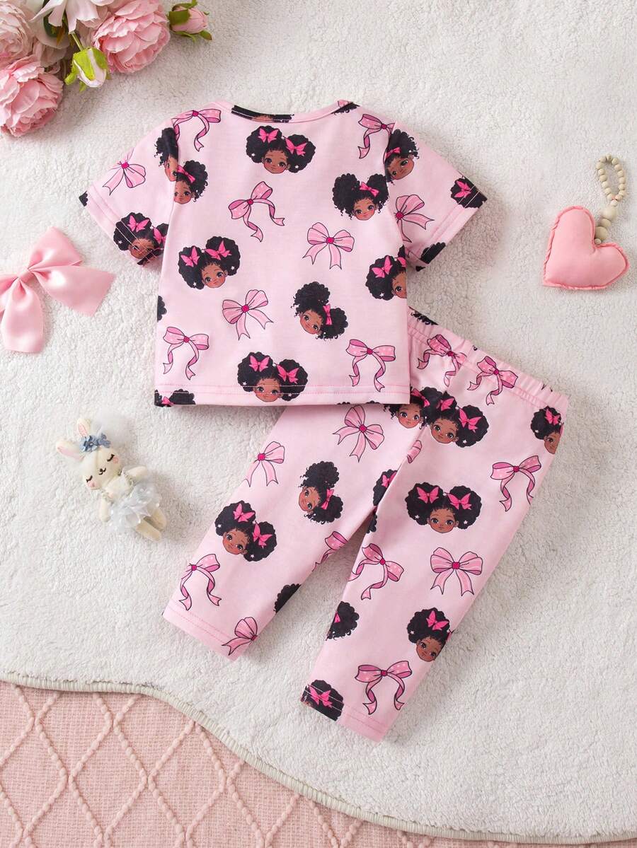 Baby Strawberry Print Short Sleeve Pajama Set for Cozy Summer Sleepwear