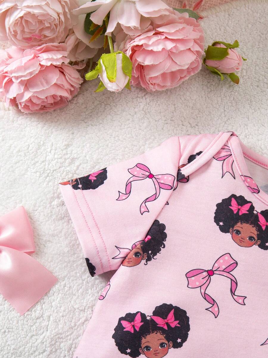Baby Strawberry Print Short Sleeve Pajama Set for Cozy Summer Sleepwear