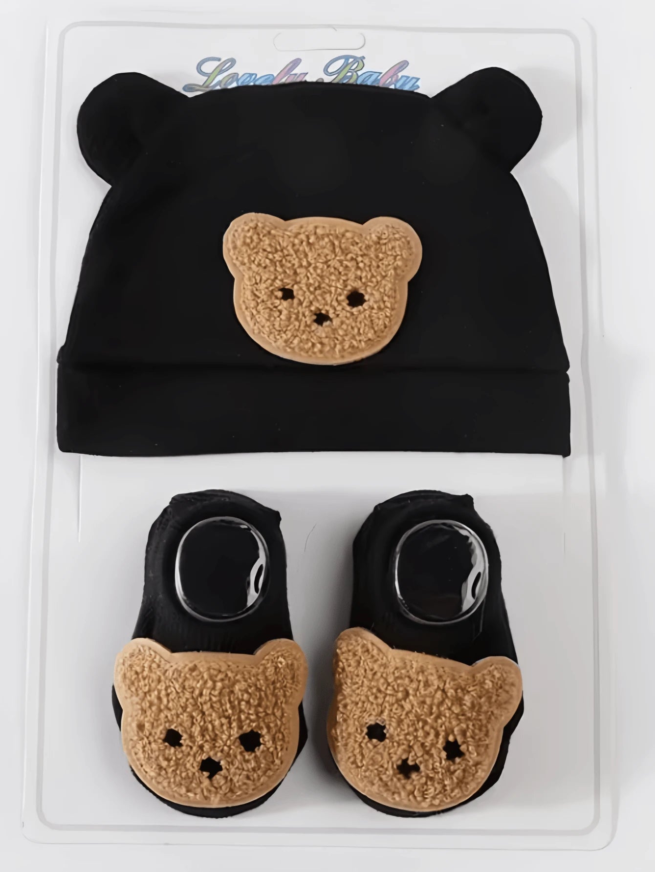 2pcs Bear Ear Beanie Hat and Mittens for Cute Warm Daily Wear