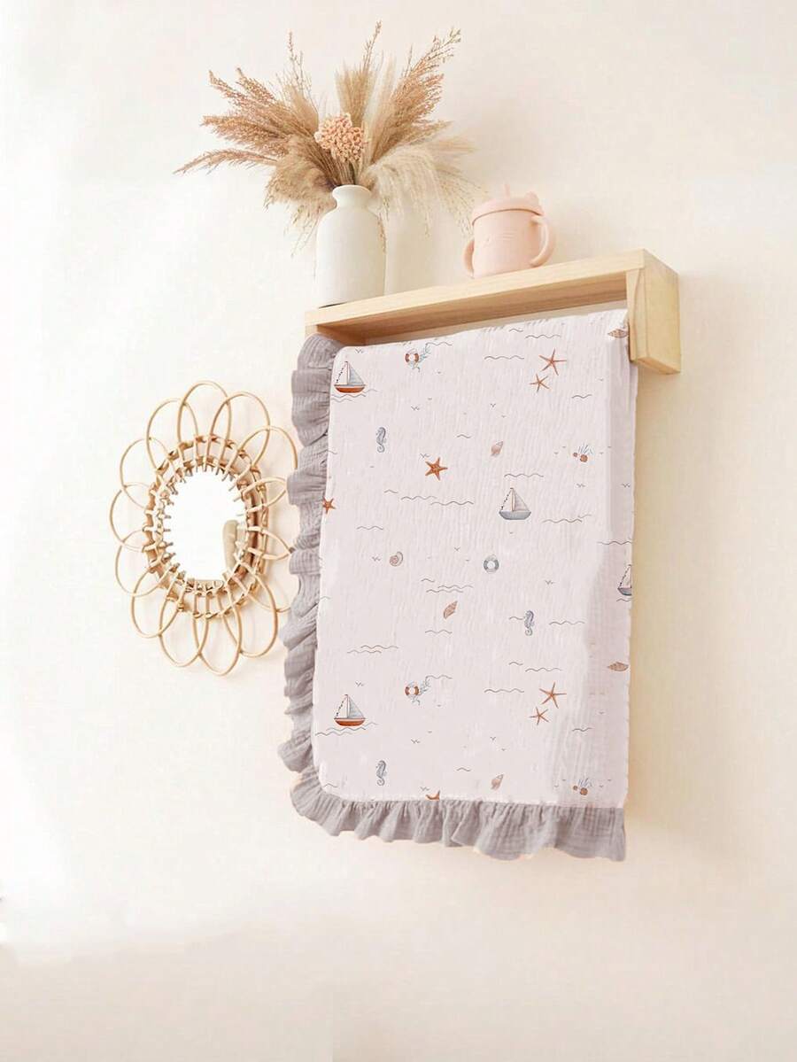 Floral Baby Cotton Blanket Soft Ruffle Edge Receiving Blanket for Newborns and Infants