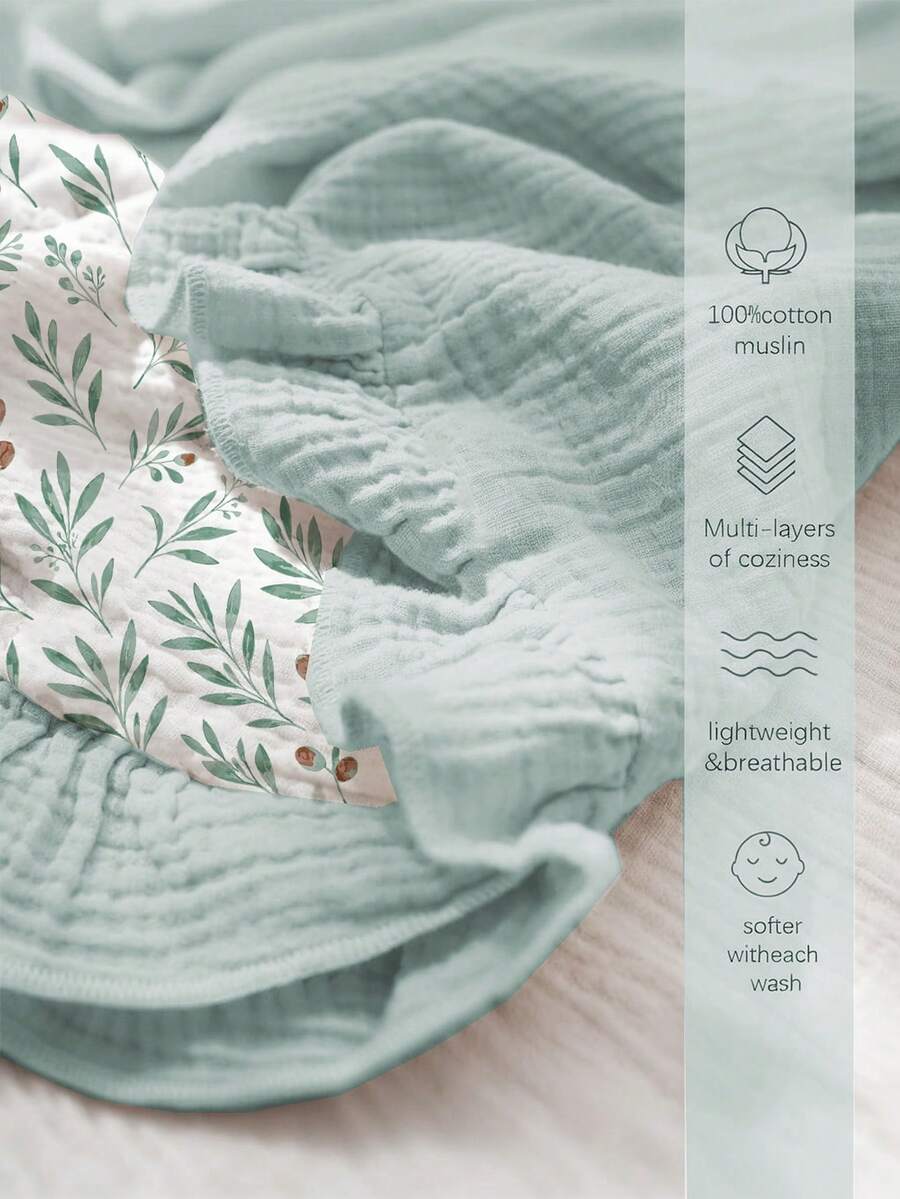 Floral Baby Cotton Blanket Soft Ruffle Edge Receiving Blanket for Newborns and Infants