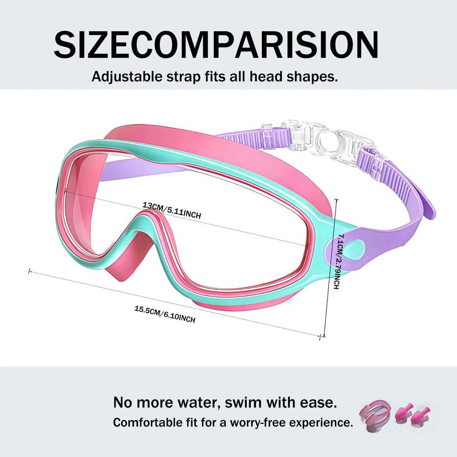 2 Pack Kids Swim Goggles Anti Fog UV Protection Wide View Swimming Glasses for Boys and Girls Ages 3-15