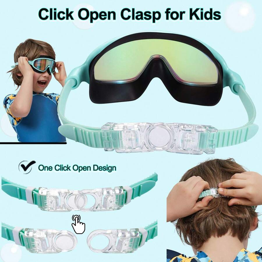 2 Pack Kids Swim Goggles Anti Fog UV Protection Wide View Swimming Glasses for Boys and Girls Ages 3-15