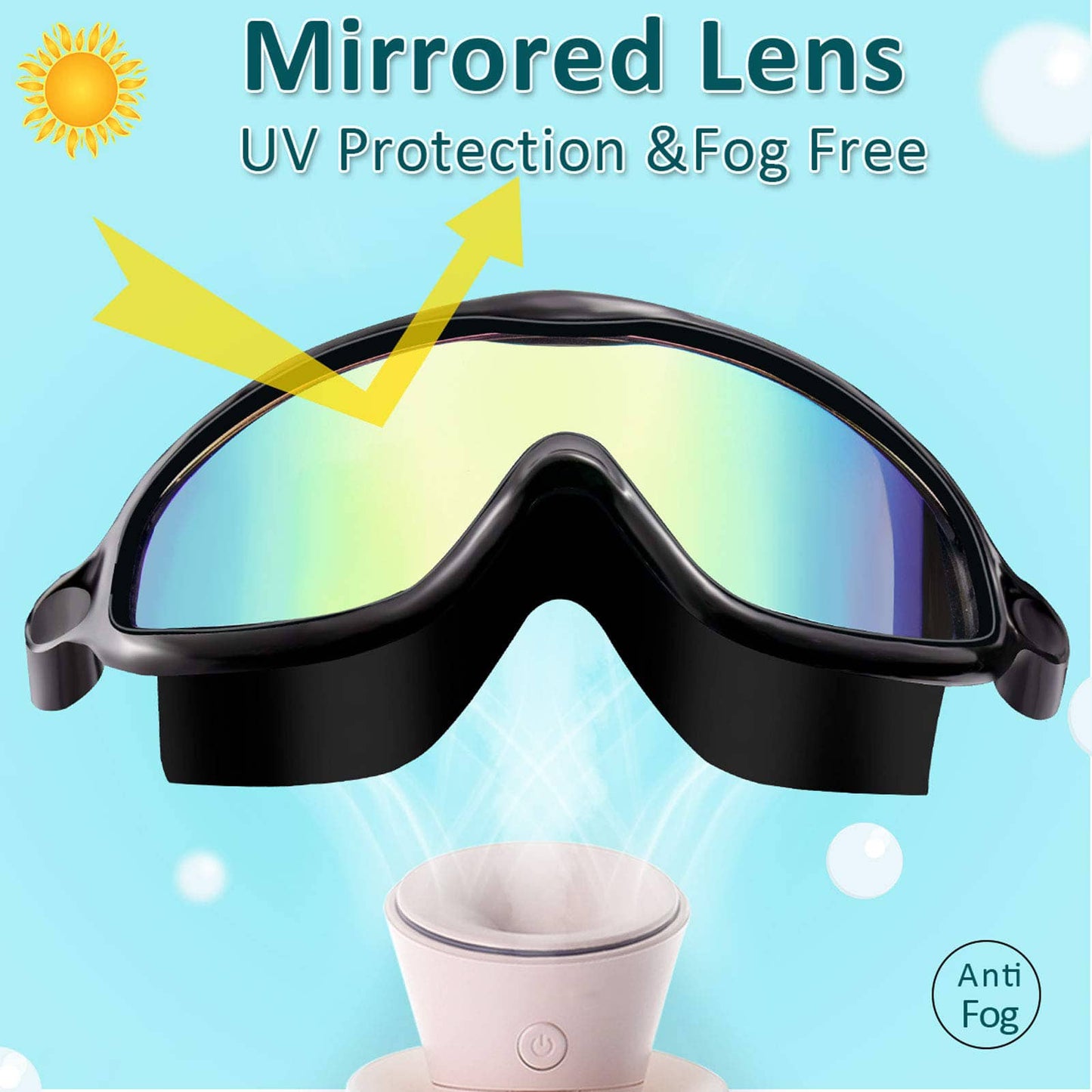 2 Pack Kids Swim Goggles Anti Fog UV Protection Wide View Swimming Glasses for Boys and Girls Ages 3-15