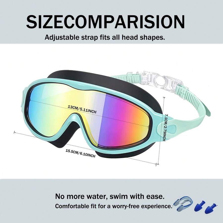 2 Pack Kids Swim Goggles Anti Fog UV Protection Wide View Swimming Glasses for Boys and Girls Ages 3-15