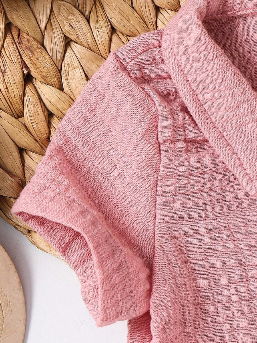 Baby Boy 2pcs Knit Jacquard Summer Set - Short Sleeve Shirt & Elastic Shorts