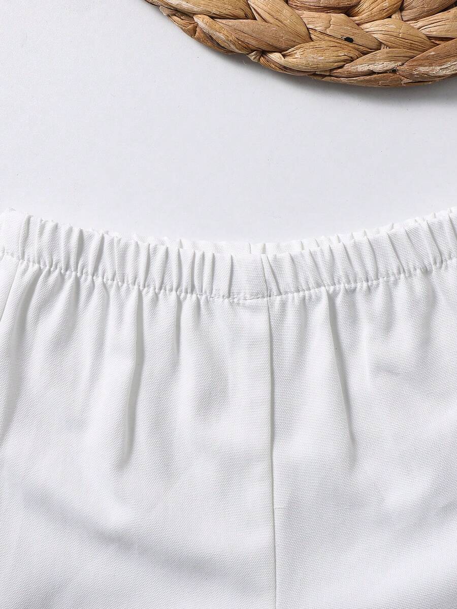Baby Boy 2pcs Knit Jacquard Summer Set - Short Sleeve Shirt & Elastic Shorts