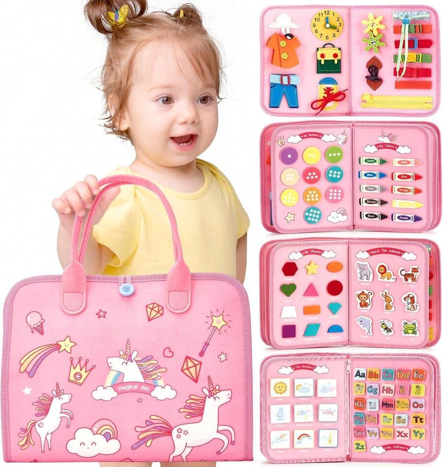 Montessori Felt Busy Board Sensory Learning Toy Interactive Fine Motor Skills and Early Education Activity Board