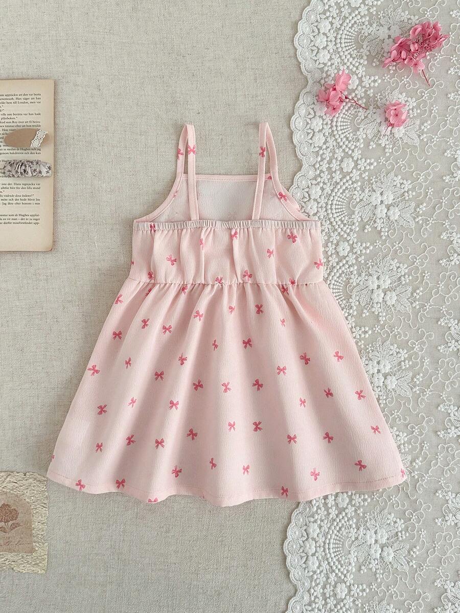 Toddler Girl 1-Piece Sleeveless Dress with Bow Decor for Summer