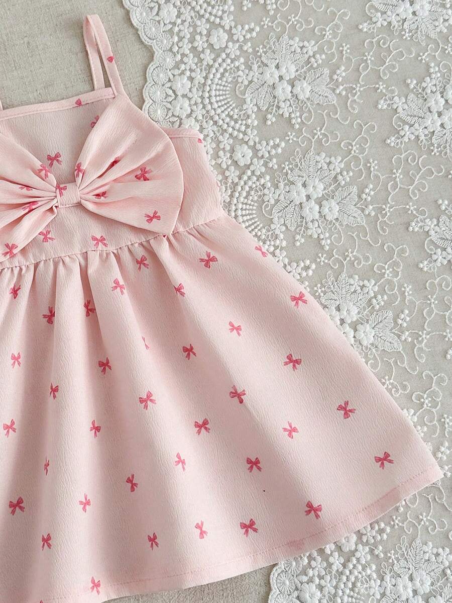 Toddler Girl 1-Piece Sleeveless Dress with Bow Decor for Summer