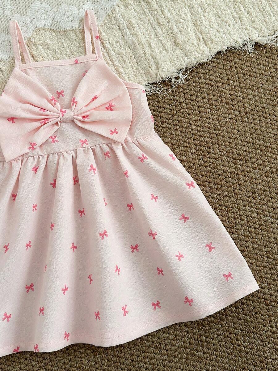 Toddler Girl 1-Piece Sleeveless Dress with Bow Decor for Summer