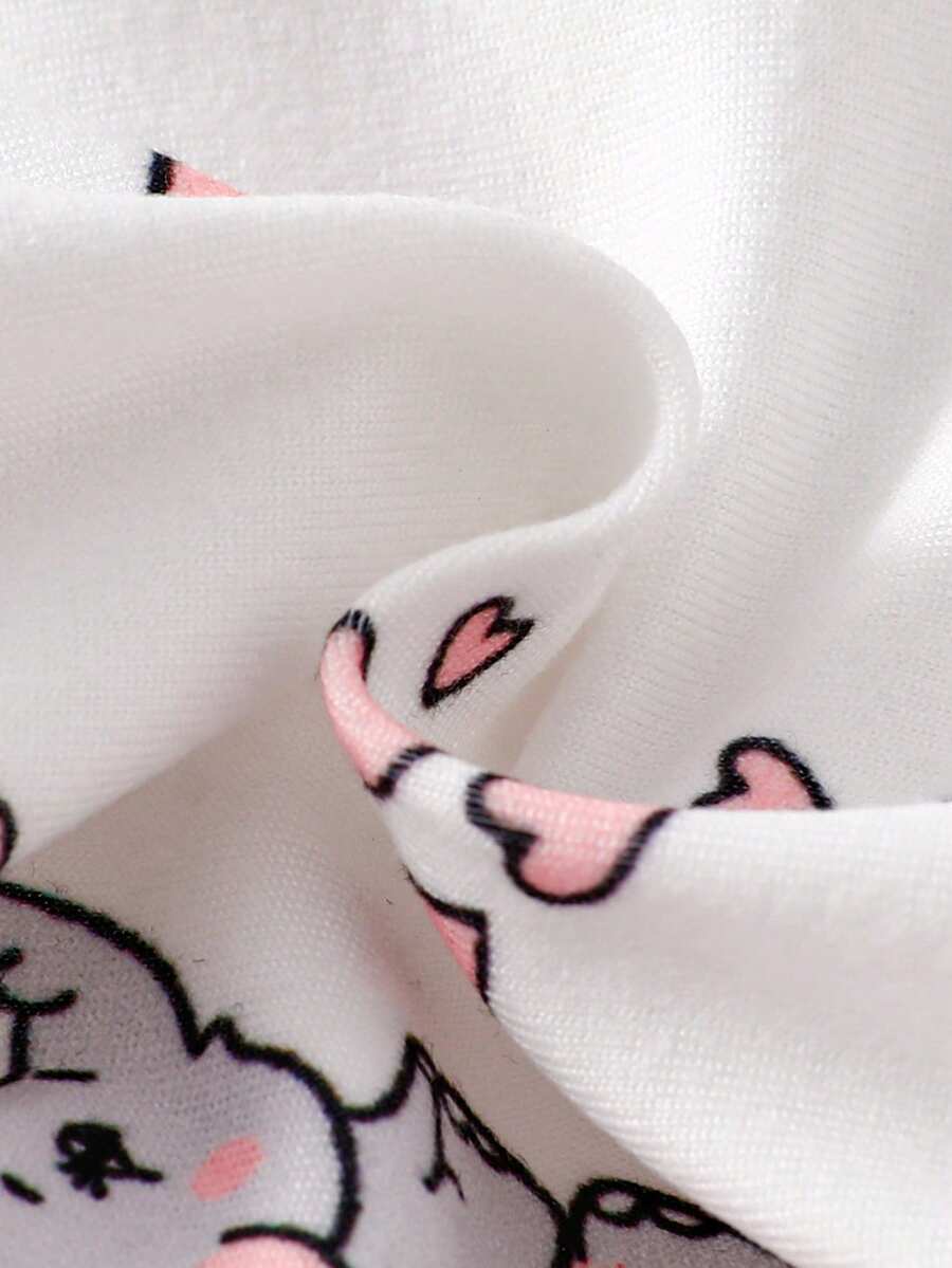 Elephant Print Bodysuit Pants Hat Gloves and Bib Set for Cute Daily Wear