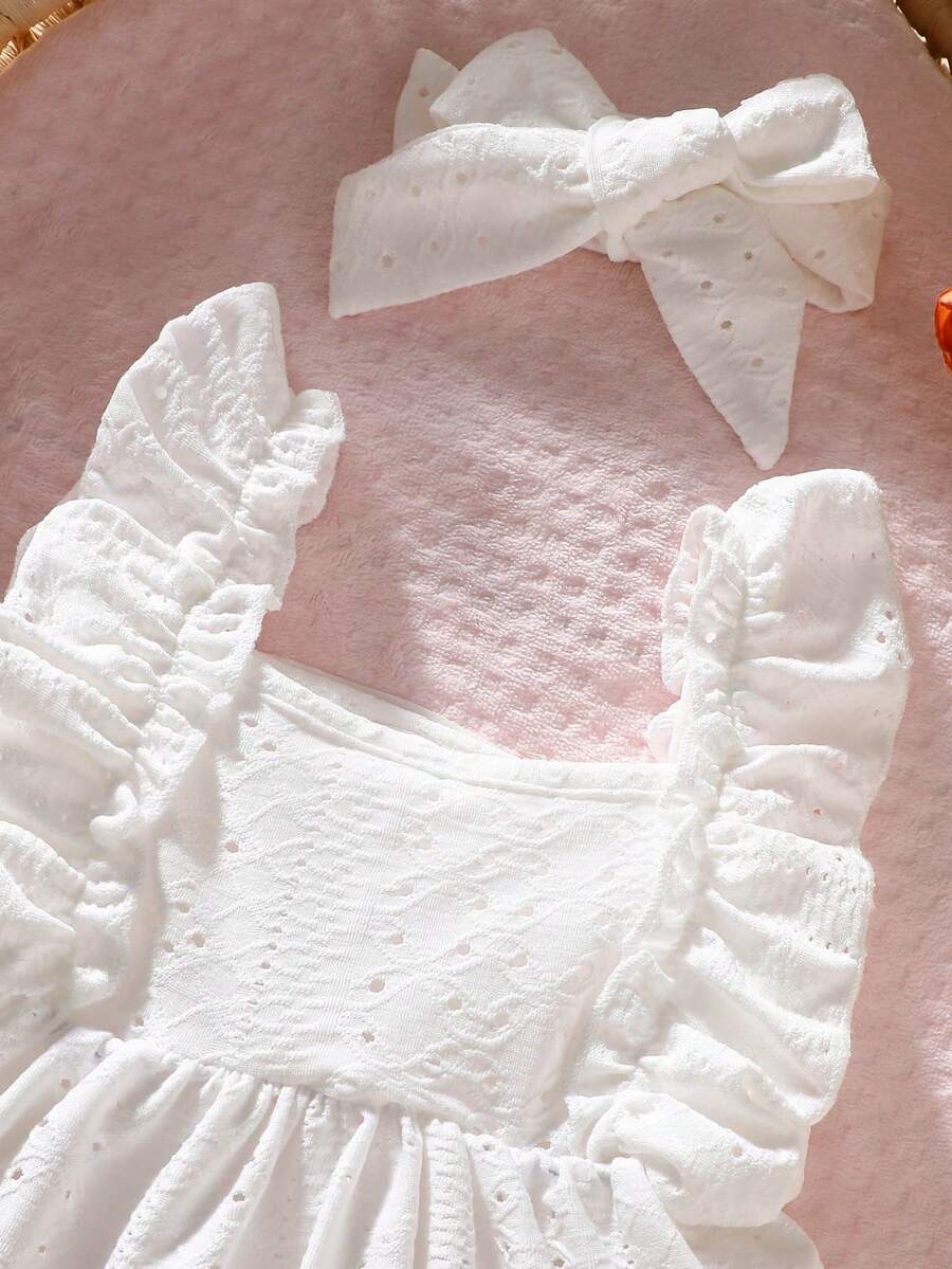 2PCS Baby Strawberry Plaid Dress and Bow Headband Set for Cute Spring and Summer Outings
