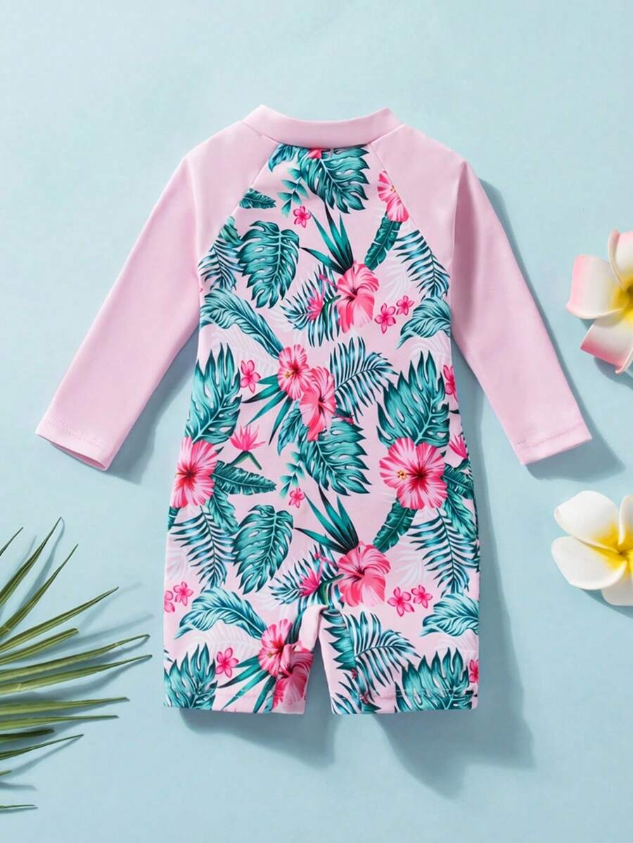 Baby Shark Print Long Sleeve One-Piece Swimsuit