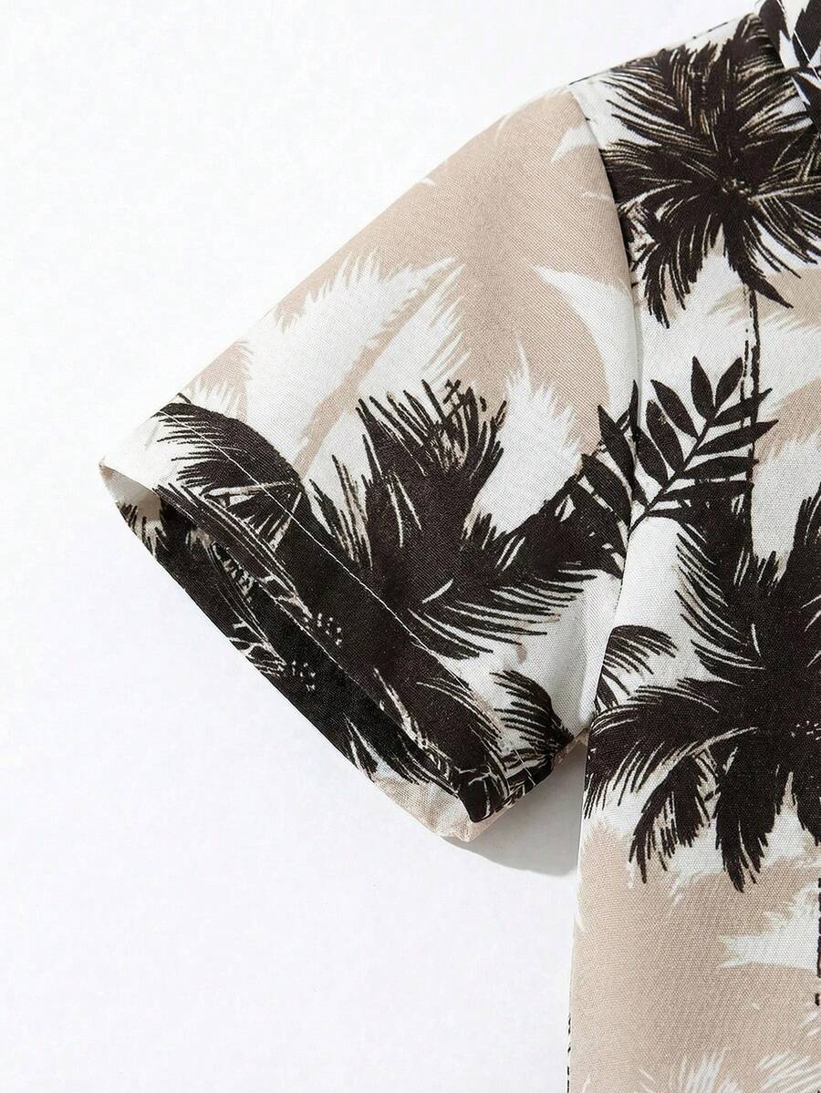 2pcs/Set Baby Boy Tropical Plant Pattern Vacation Outfit (6M-3T)