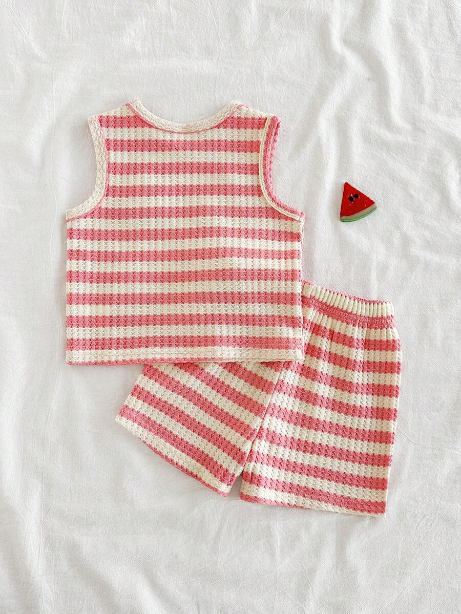 Sweet Style Strawberry Print Top & Shorts 2-Piece Set for Toddler Girls