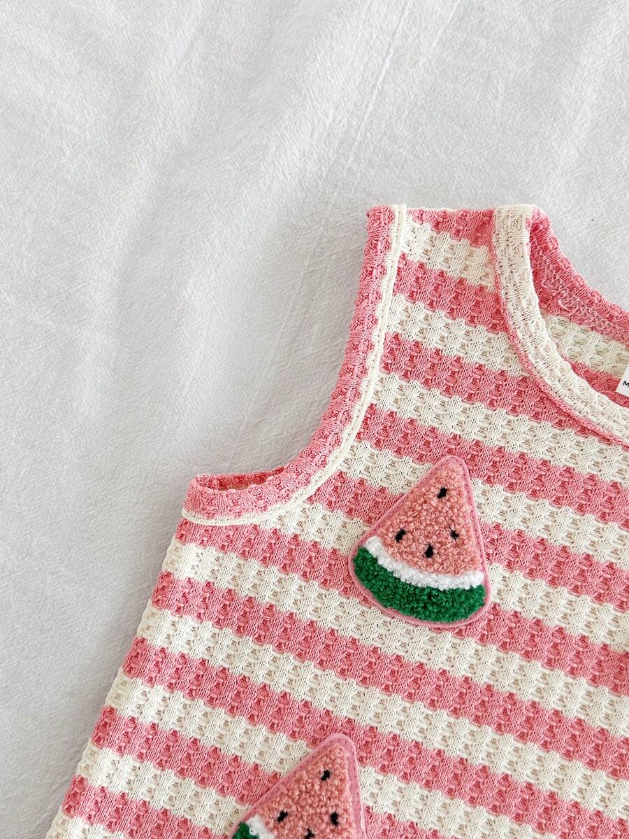 Sweet Style Strawberry Print Top & Shorts 2-Piece Set for Toddler Girls