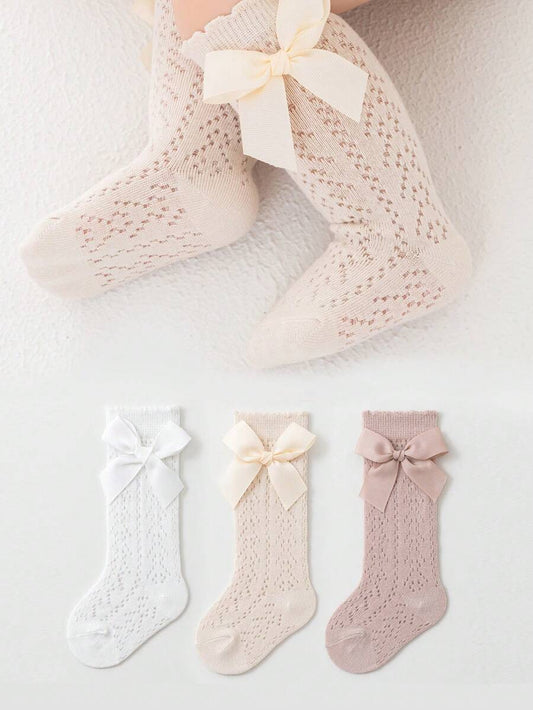 Bow Mesh Mid Calf Socks for Cute Princess Daily Wear