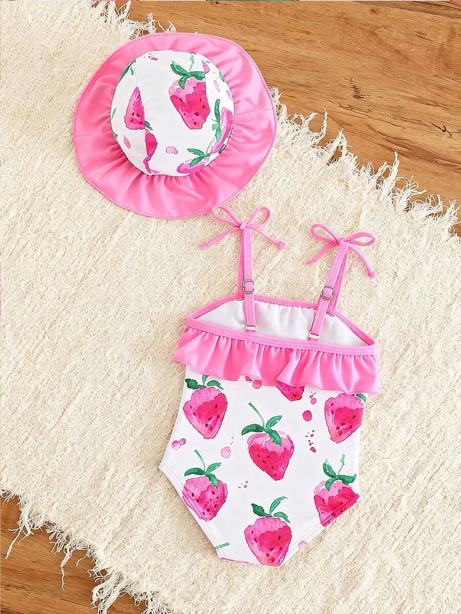 Baby Minimalist Print One-Piece Swimsuit for Daily Summer Beach and Pool Wear