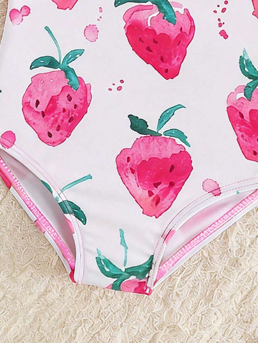 Baby Minimalist Print One-Piece Swimsuit for Daily Summer Beach and Pool Wear